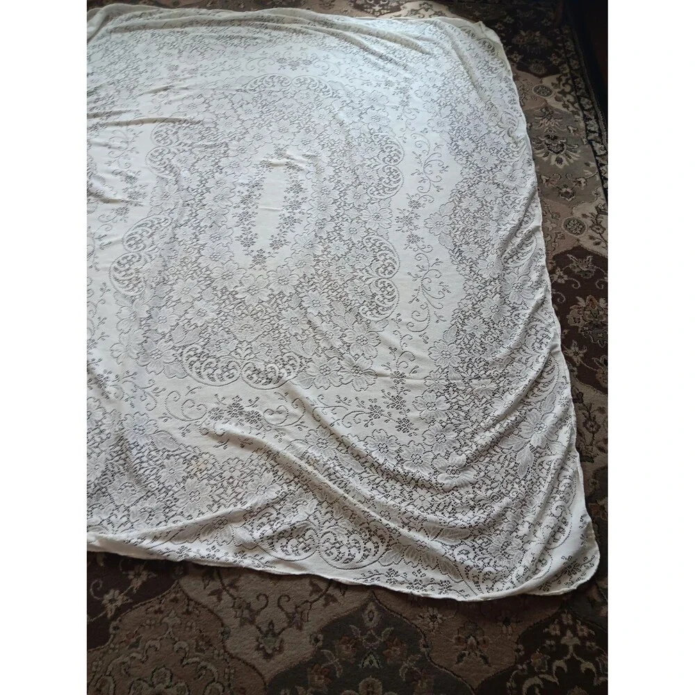 Vintage Lace Tablecloth 63 X 60 Granny core, cottage core